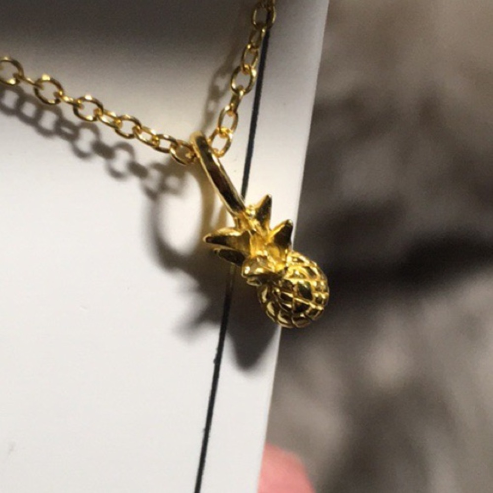 Tiny tiny pineapple pendant gold plated necklace